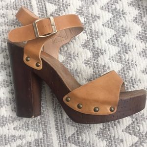 Tan Block Heels